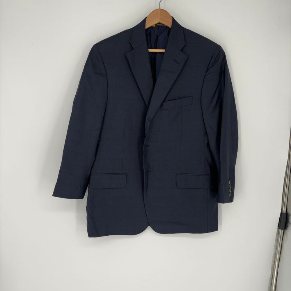 Ermenegildo Zegna Blazer Jacket 42S Windowpane Blue Sport Suit Coat 2-Button